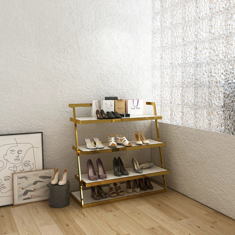 Display Stand, Stainless Steel with 3 Black MDF Shelves