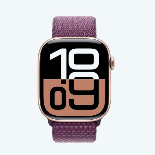 Smartwatch with a purple band on a white background