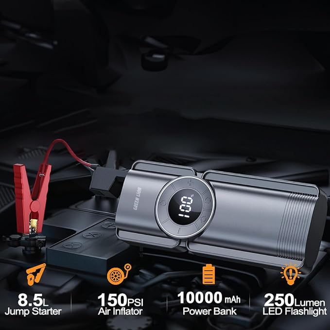 12V Jump Starter, 150 PSI Air Compressor (5tires Working)