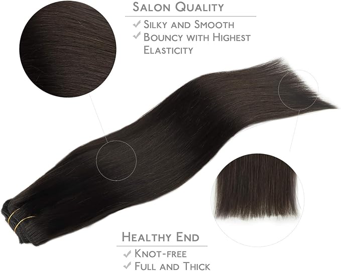 Human Hair Extensions, 16 Inch 120g 7pcs Dark