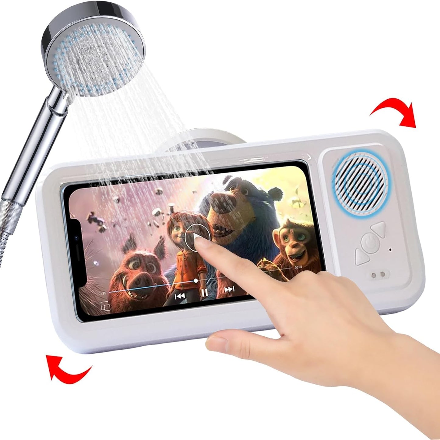 Shower Phone Holder with Wireless Bluetooth Speaker