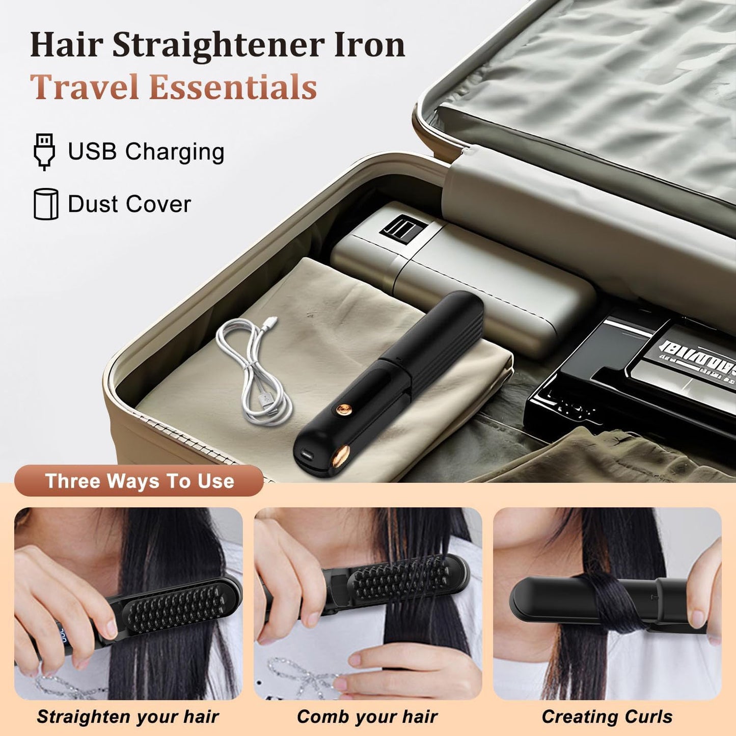 3 in 1 Hair Straightener Brush