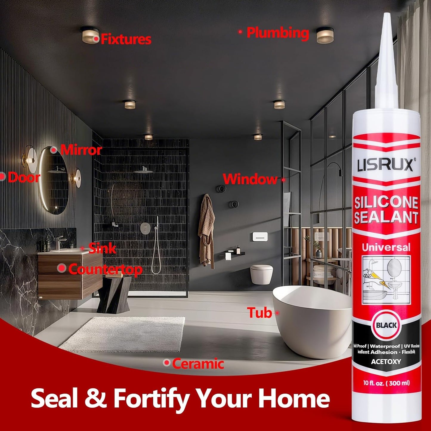 Black RTV Advanced Silicone Sealant & Caulk